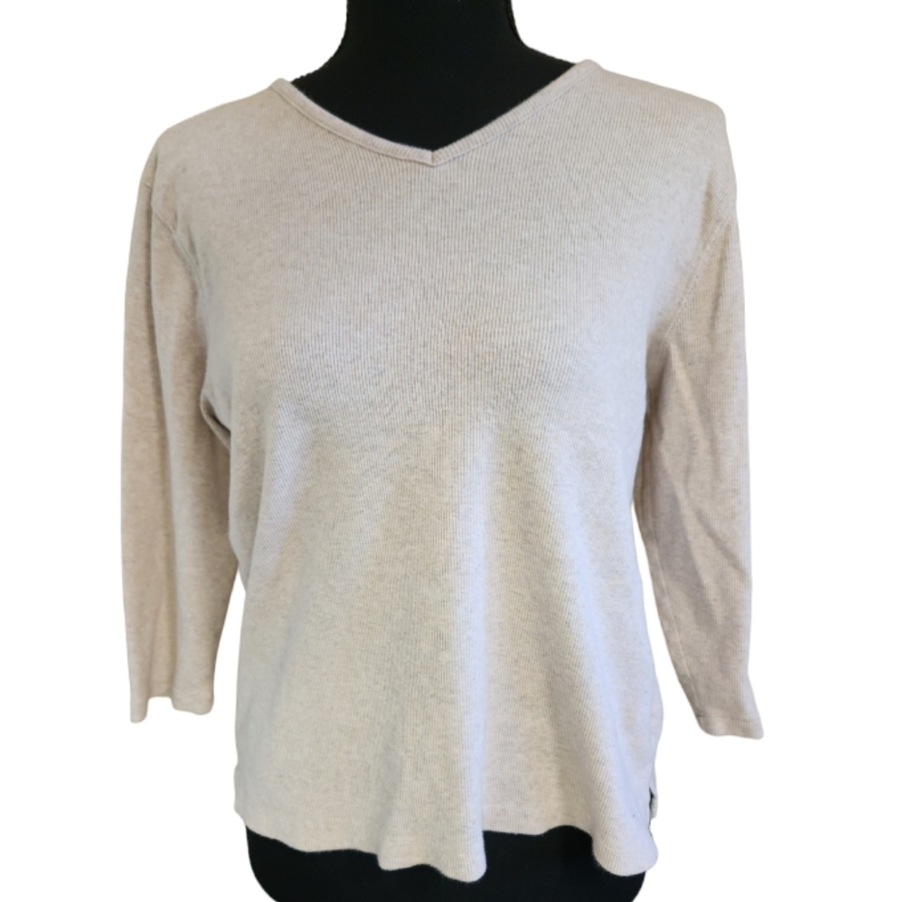 LIZ CLAIBORNE  fine ribbed knit sweater cream size medium